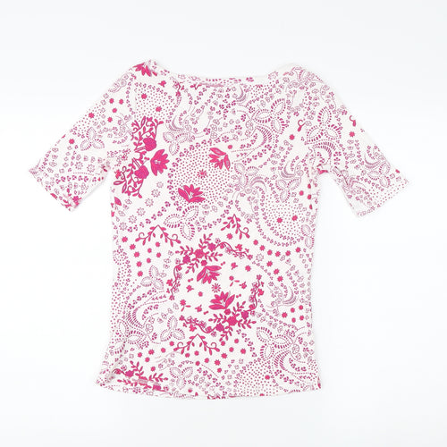 Marks and Spencer Women's Pink T-Shirt UK 10 Floral