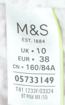 Marks and Spencer Women's Pink T-Shirt UK 10 Floral