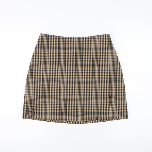 MONKI Women's Brown Check Pencil Skirt Size 8