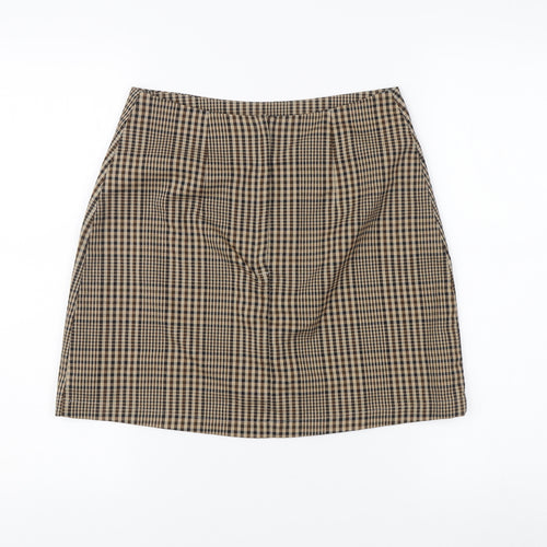 MONKI Women's Brown Check Pencil Skirt Size 8