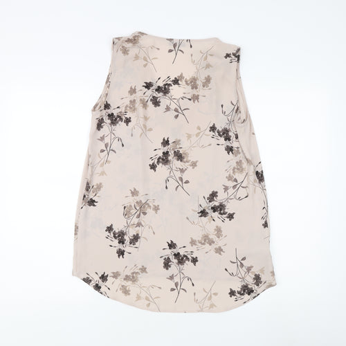 Next Women's Beige Floral Blouse, Size 10, V-Neck