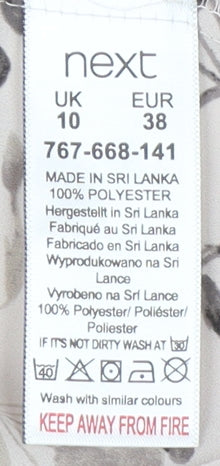 Next Women's Beige Floral Blouse, Size 10, V-Neck