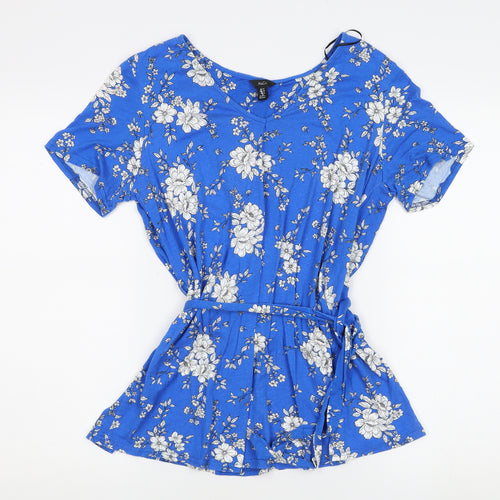 M&Co Women's Blue Floral Tunic Blouse Size 14