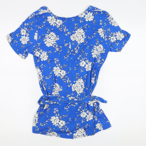 M&Co Women's Blue Floral Tunic Blouse Size 14