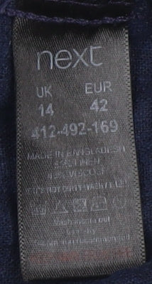 Next Women's Blue Viscose Sleeveless Dress, Size 14