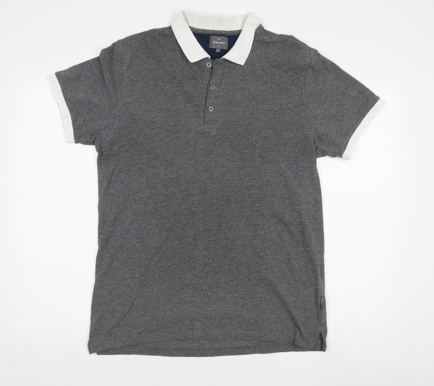 Peter Werth Men's Grey Polo Shirt Size L