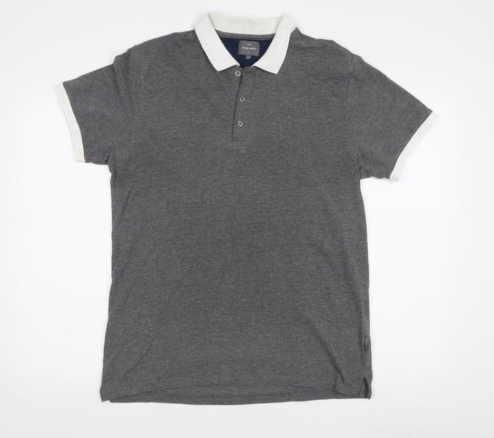 Peter Werth Men's Grey Polo Shirt Size L