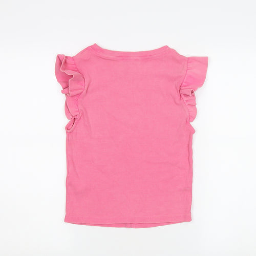Zara Women's Pink Ruffle Sleeveless T-Shirt M