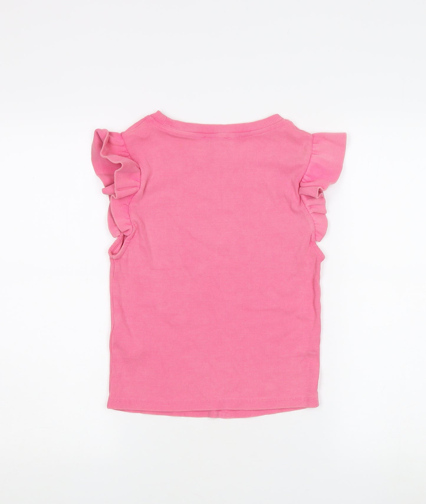 Zara Women's Pink Ruffle Sleeveless T-Shirt M