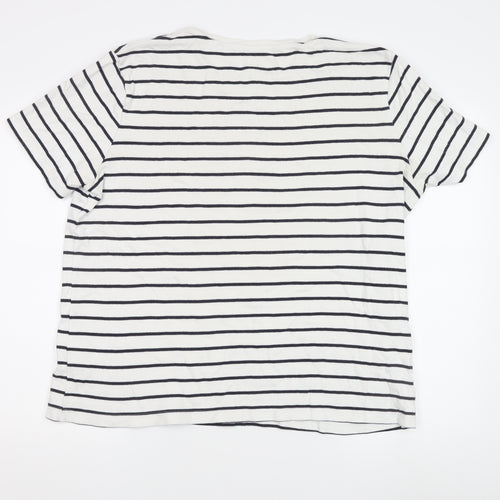 Marks and Spencer Women White XL Striped T-Shirt