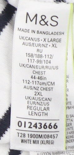 Marks and Spencer Women White XL Striped T-Shirt