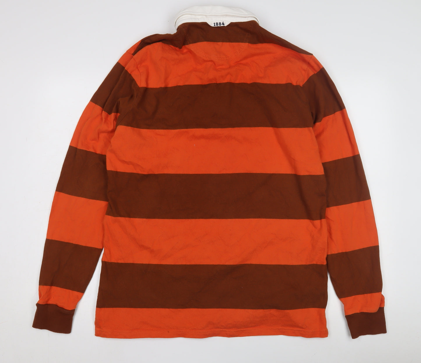 Marks and Spencer Men's Orange Striped Polo L