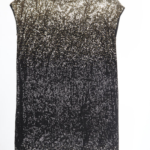 Next Women's Black Sequin Sleeveless Dress - Size 14