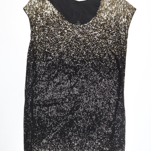 Next Women's Black Sequin Sleeveless Dress - Size 14