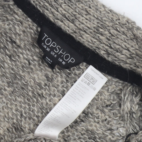 Topshop Women's Grey Chunky Open Front Cardigan UK 10