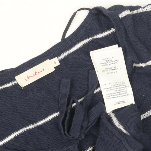 Jackpot Women's Blue Sheath Dress, S, Striped, 3/4 Sleeve