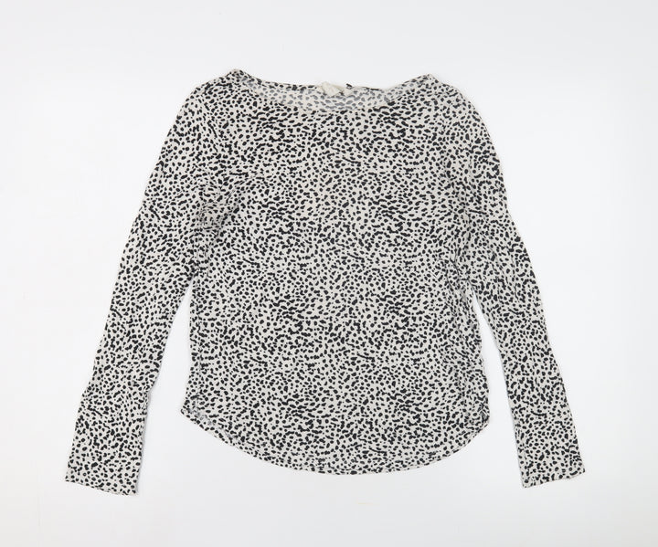 H&M Women's Black White Animal Print Top Size 8