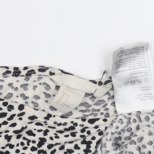 H&M Women's Black White Animal Print Top Size 8