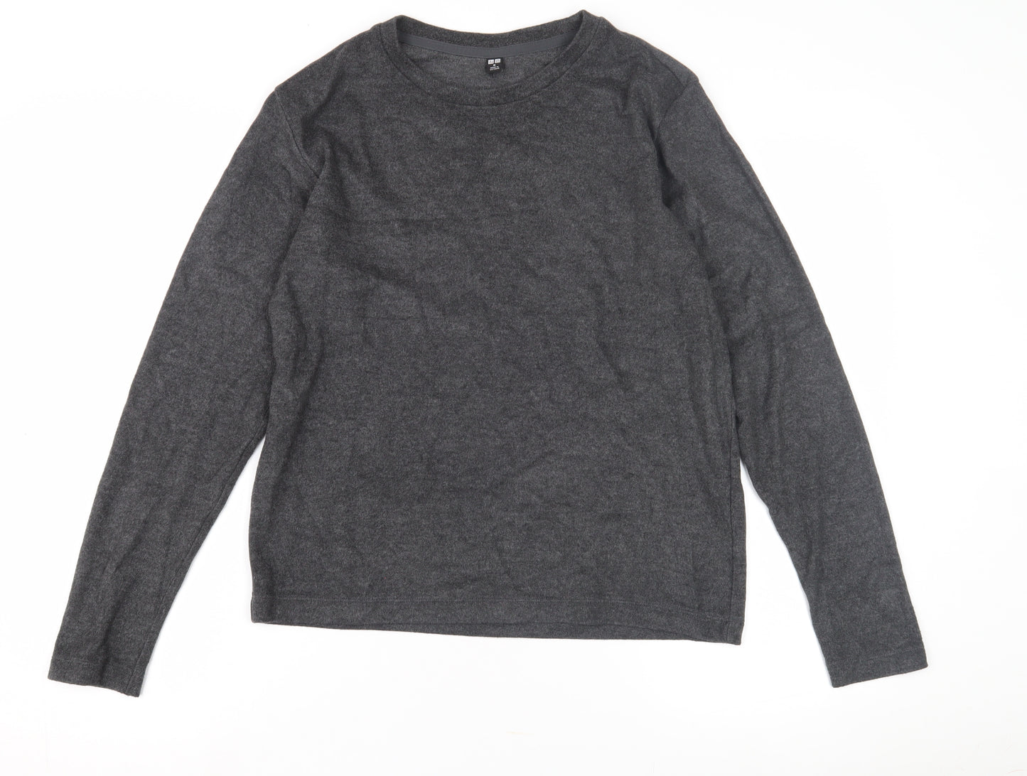Uniqlo Men's Grey Crew Neck Long Sleeve Top M