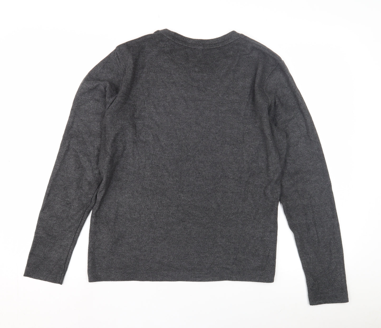 Uniqlo Men's Grey Crew Neck Long Sleeve Top M
