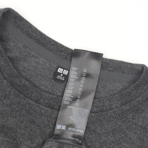 Uniqlo Men's Grey Crew Neck Long Sleeve Top M