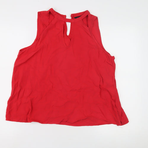 New Look Women's Red Sleeveless Tank Top - Size 8
