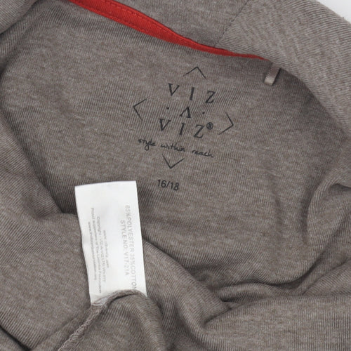 VIZ A VIZ Women's Grey Cowl Neck Top Size 16/18