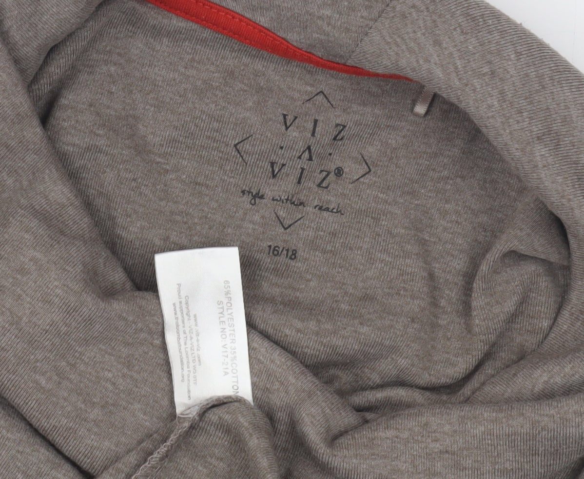 VIZ A VIZ Women's Grey Cowl Neck Top Size 16/18