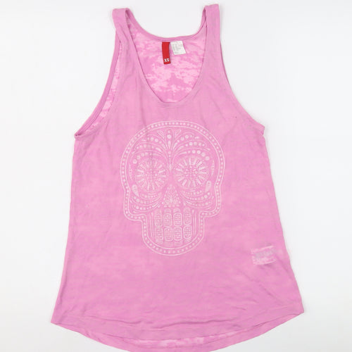 H&M Women's Pink XS Tank Top with Skull Print