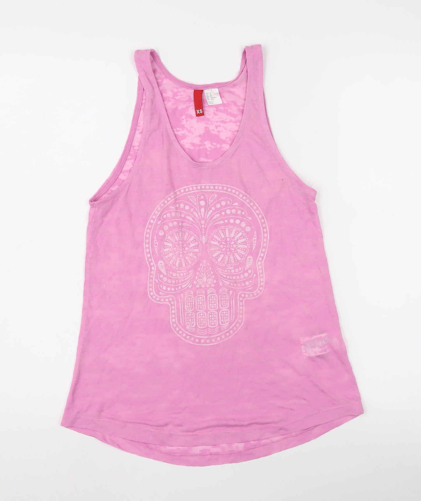 H&M Women's Pink XS Tank Top with Skull Print
