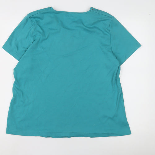 Bm Casual Women's Blue Embroidered T-Shirt - Size L