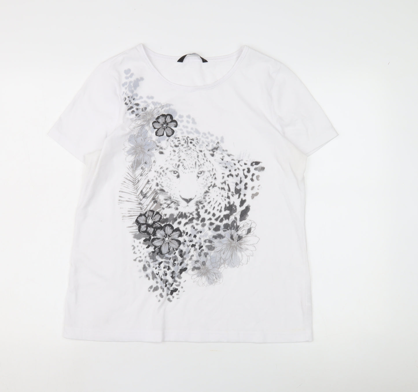 BNW Casual Women's White Animal Print T-Shirt Size 14