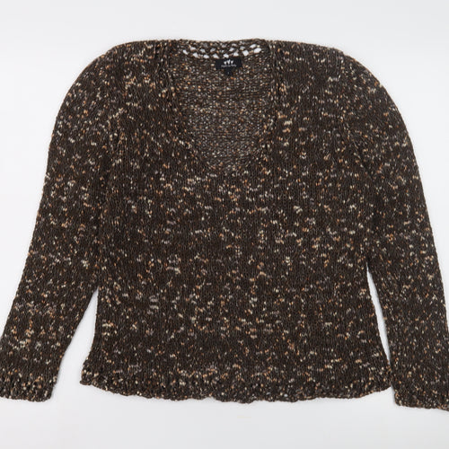 Per Una Women's Brown Open-Knit Pullover Jumper L