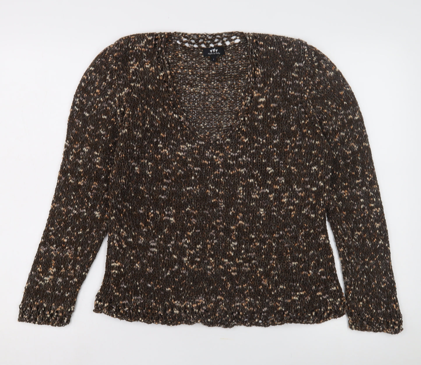 Per Una Women's Brown Open-Knit Pullover Jumper L