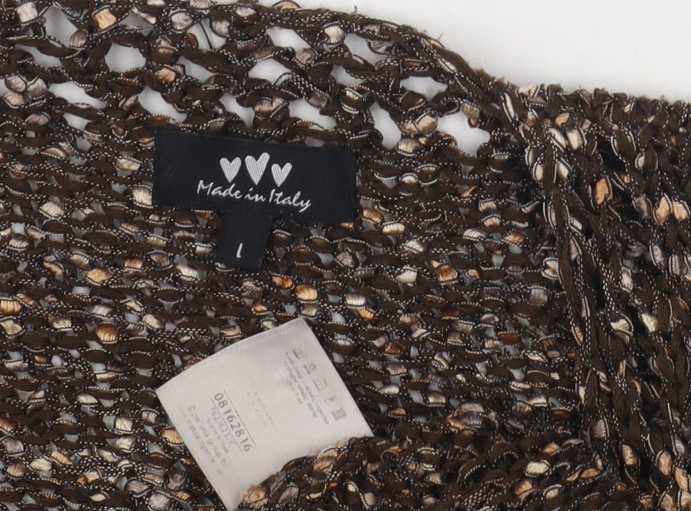 Per Una Women's Brown Open-Knit Pullover Jumper L