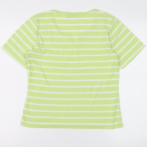 Fabrizio Women's Green Striped T-Shirt, Size S, Casual Springwear