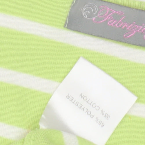 Fabrizio Women's Green Striped T-Shirt, Size S, Casual Springwear