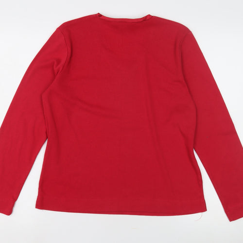 TIGI Women's Red V-Neck Long Sleeve Top Size 14