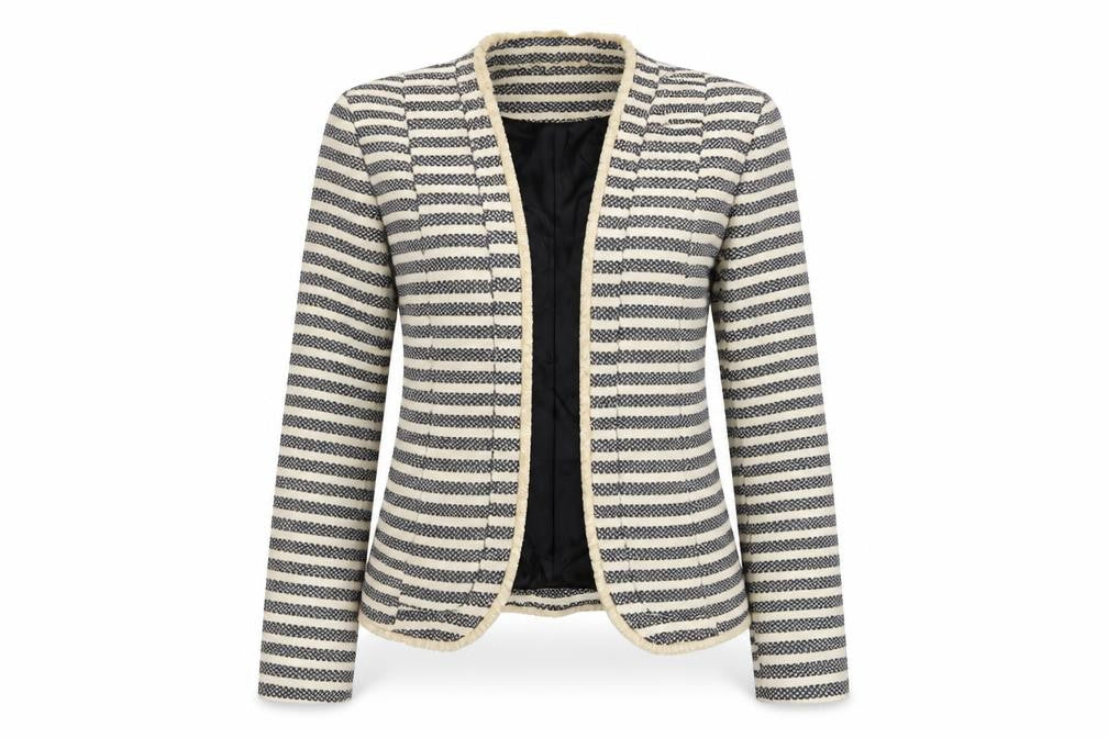 Front view of H&M Women's Striped Classic Blazer, size 8