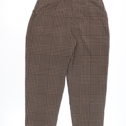PrettyLittleThing Women's Brown Houndstooth Trousers 3XS