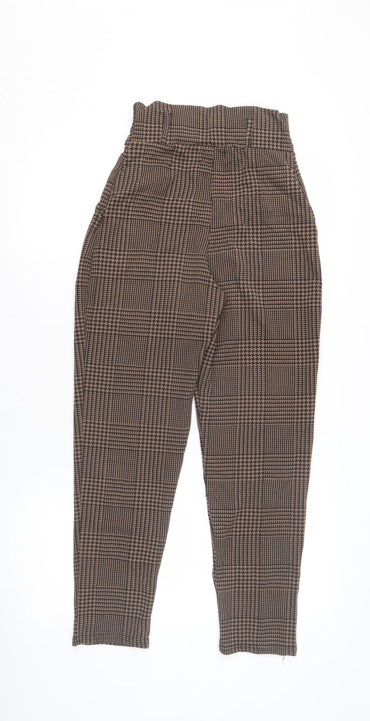PrettyLittleThing Women's Brown Houndstooth Trousers 3XS