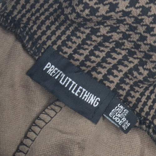 PrettyLittleThing Women's Brown Houndstooth Trousers 3XS