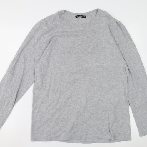 Boohoo Men's Grey Crew Neck Long Sleeve Tee M