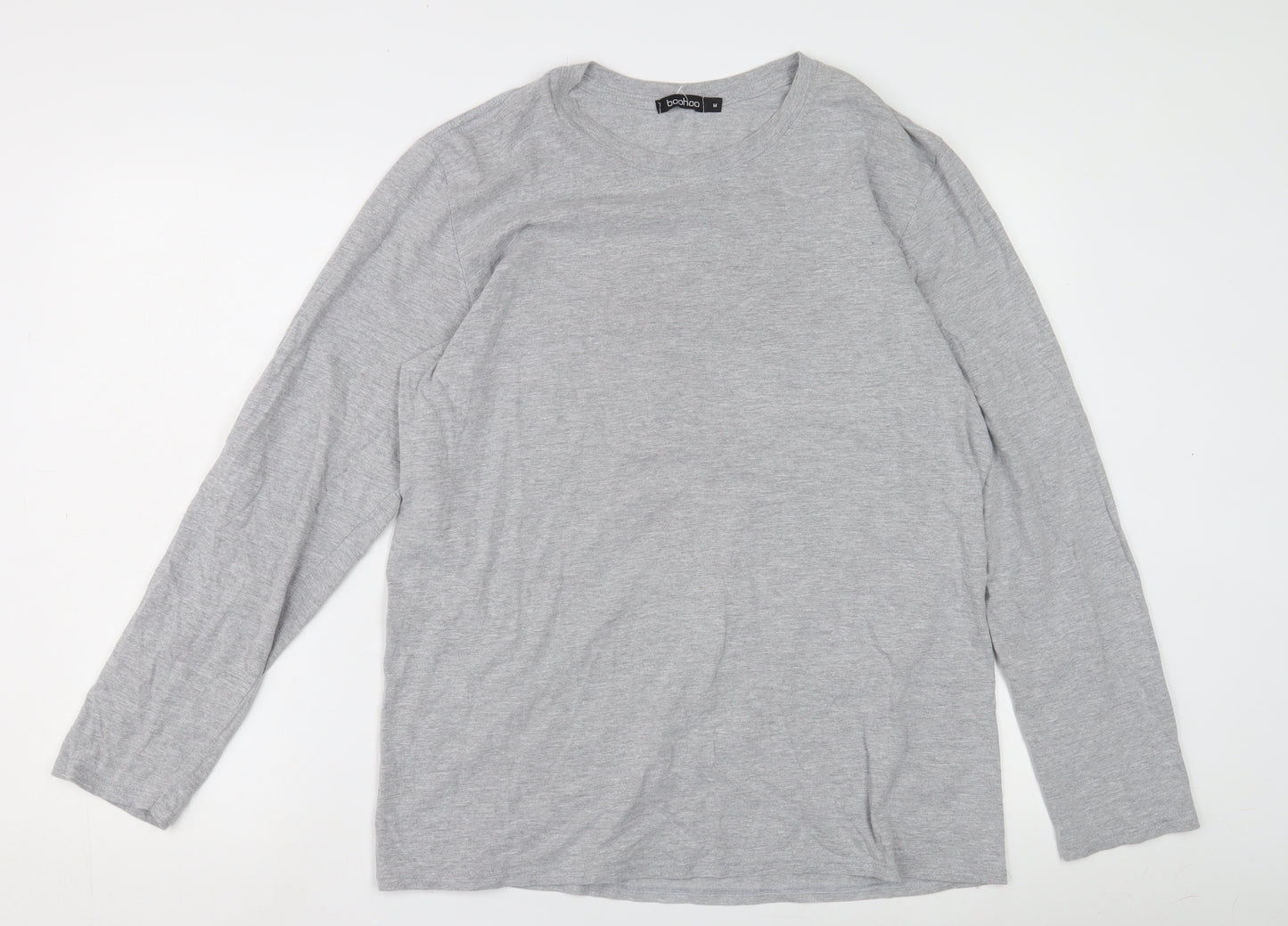 Boohoo Men's Grey Crew Neck Long Sleeve Tee M