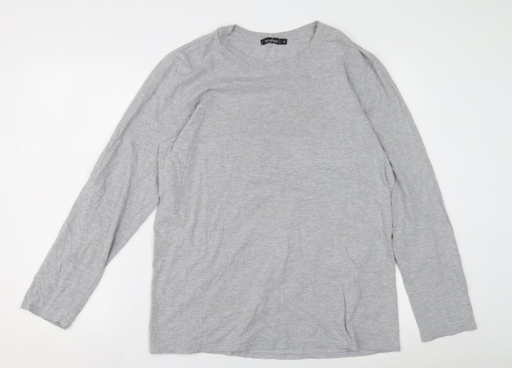 Boohoo Men's Grey Crew Neck Long Sleeve Tee M
