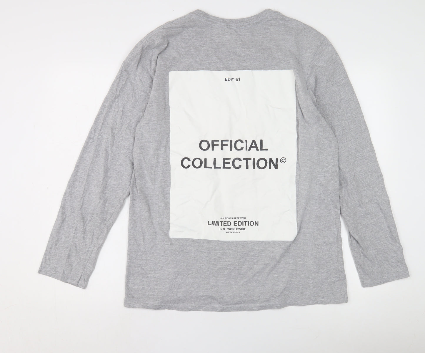 Boohoo Men's Grey Crew Neck Long Sleeve Tee M