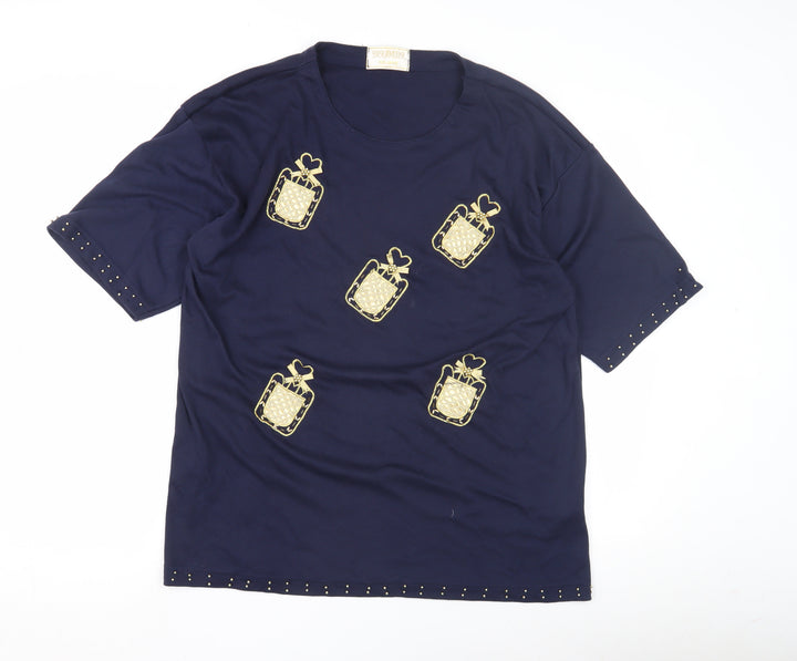 Paramour Women's Blue Studded T-Shirt One Size