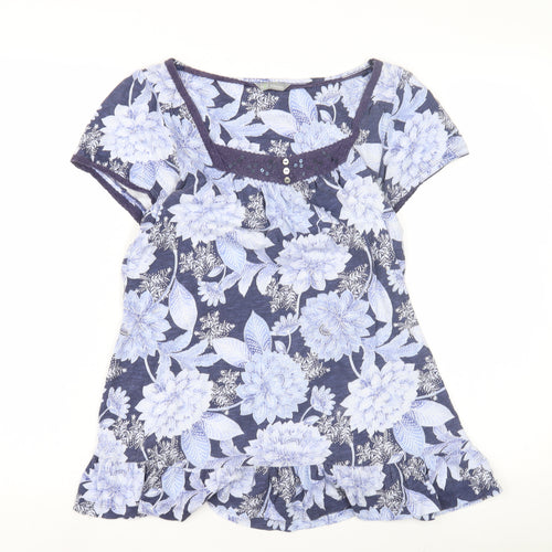 Marks and Spencer Women's Blue Floral Blouse, Size 10