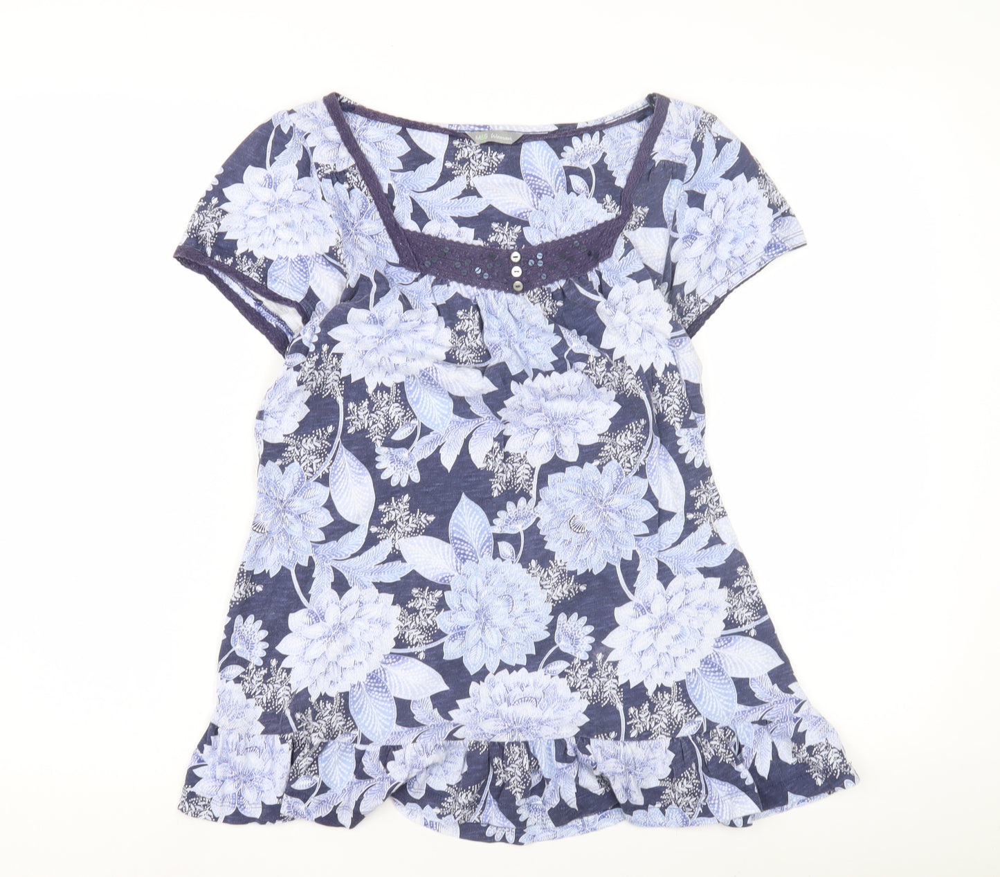 Marks and Spencer Women's Blue Floral Blouse, Size 10