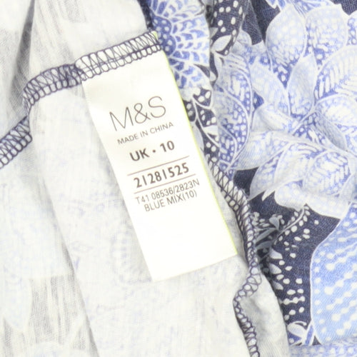 Marks and Spencer Women's Blue Floral Blouse, Size 10